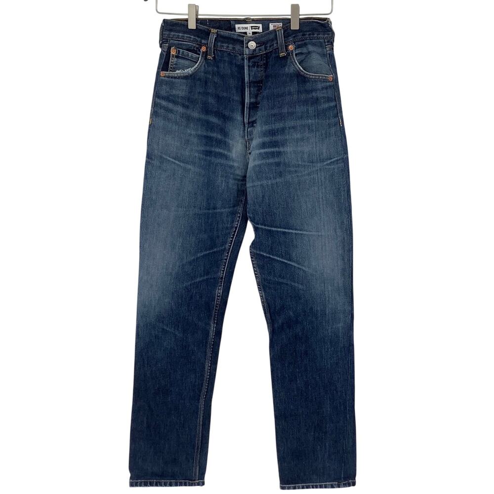 RE/DONE LEVIS Sz 26 Blue 70s Straight Indigo "Ass Rip" Denim Jeans I18-15